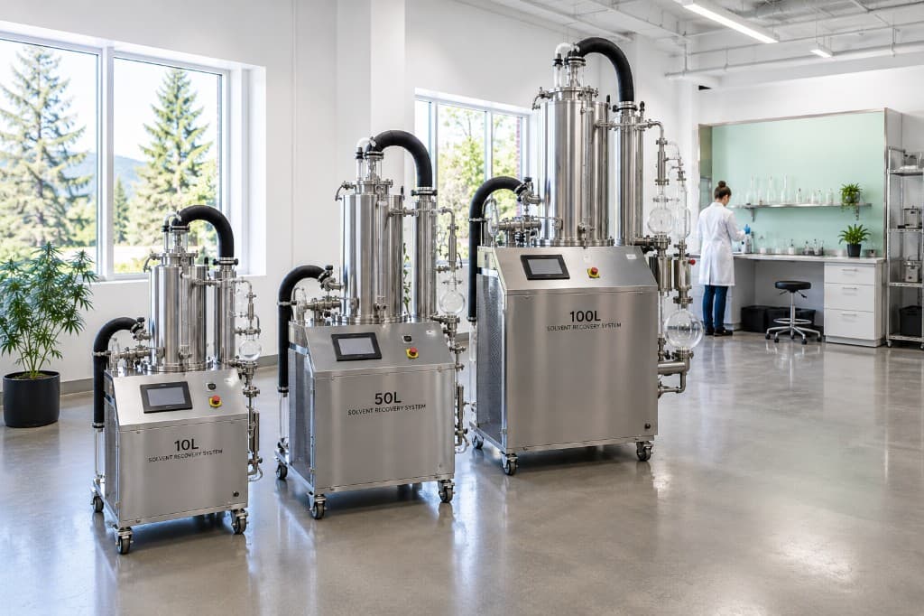 Solvent recovery systems in 10L, 50L, and 100L capacities