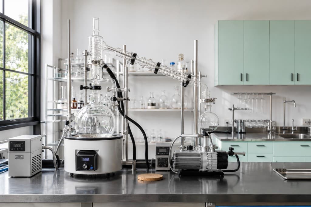 Rotary evaporator and vacuum system configured for solvent recovery