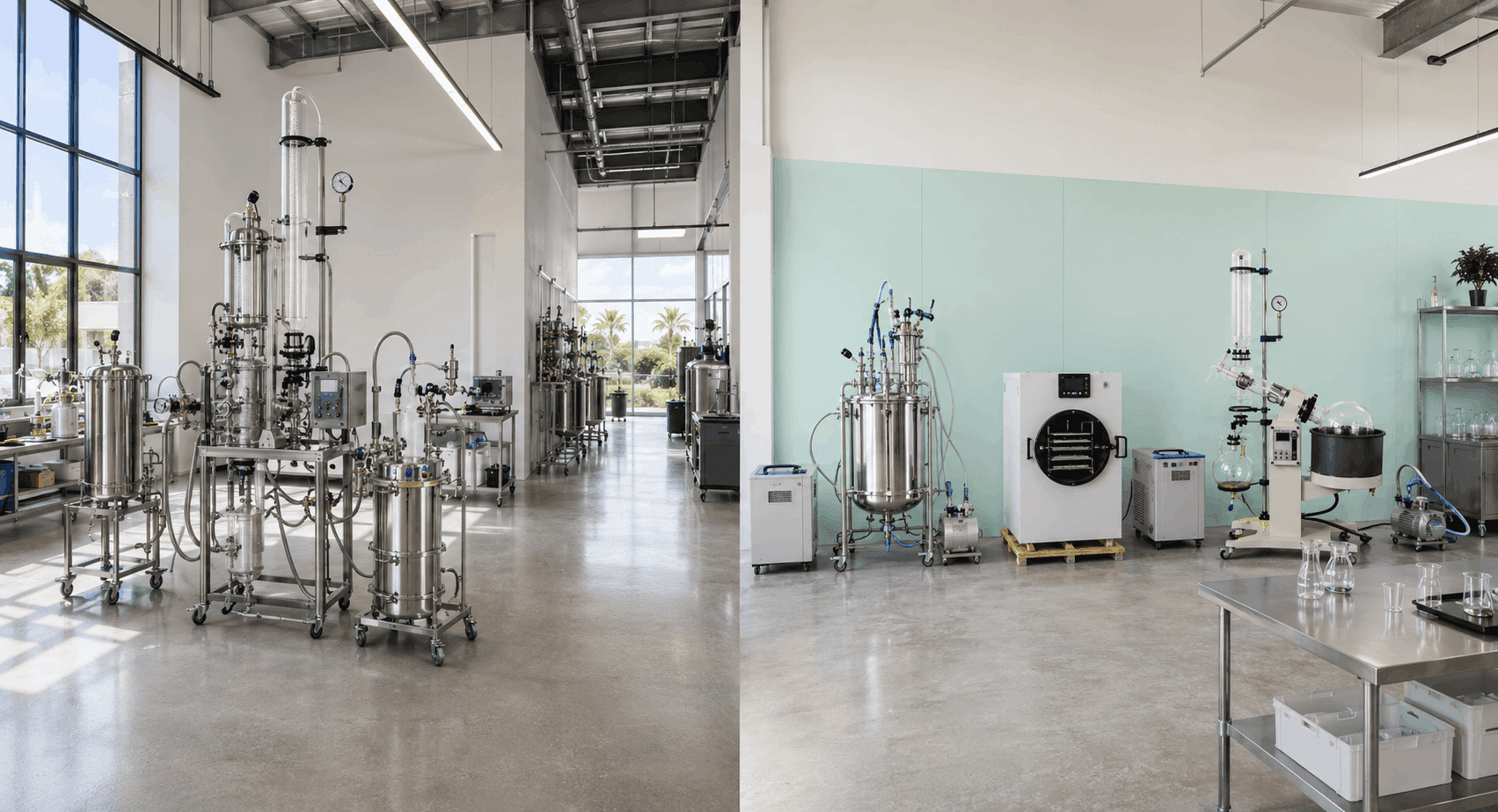 Hydrocarbon and ethanol extraction equipment comparison in cannabis lab