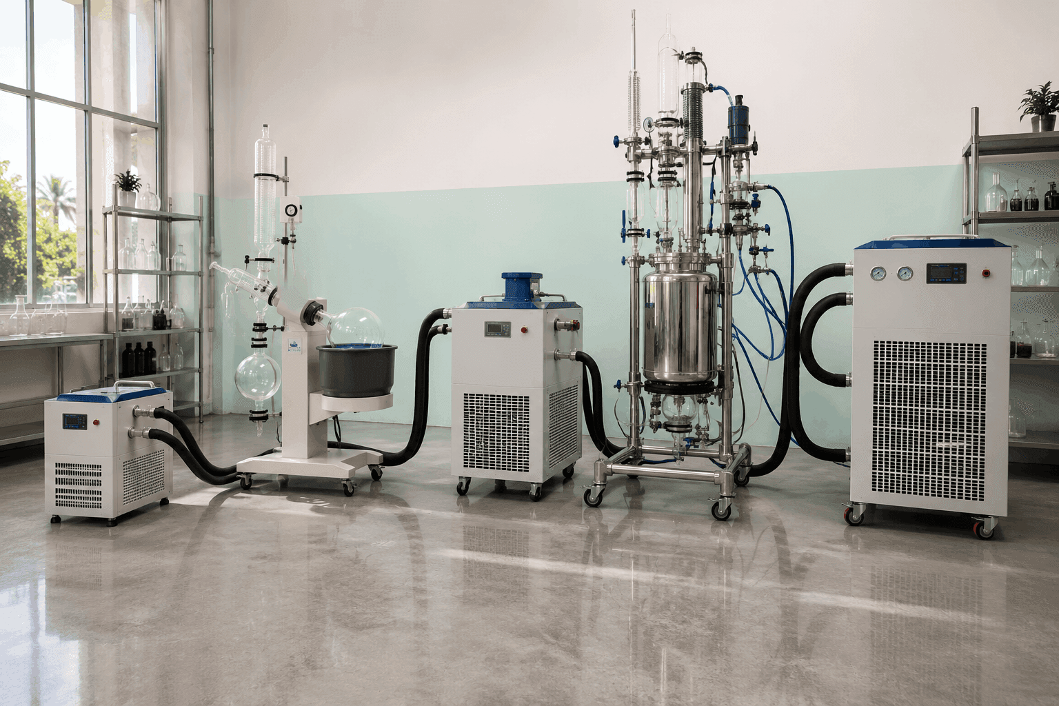 Recirculating chiller for extraction system in cannabis lab