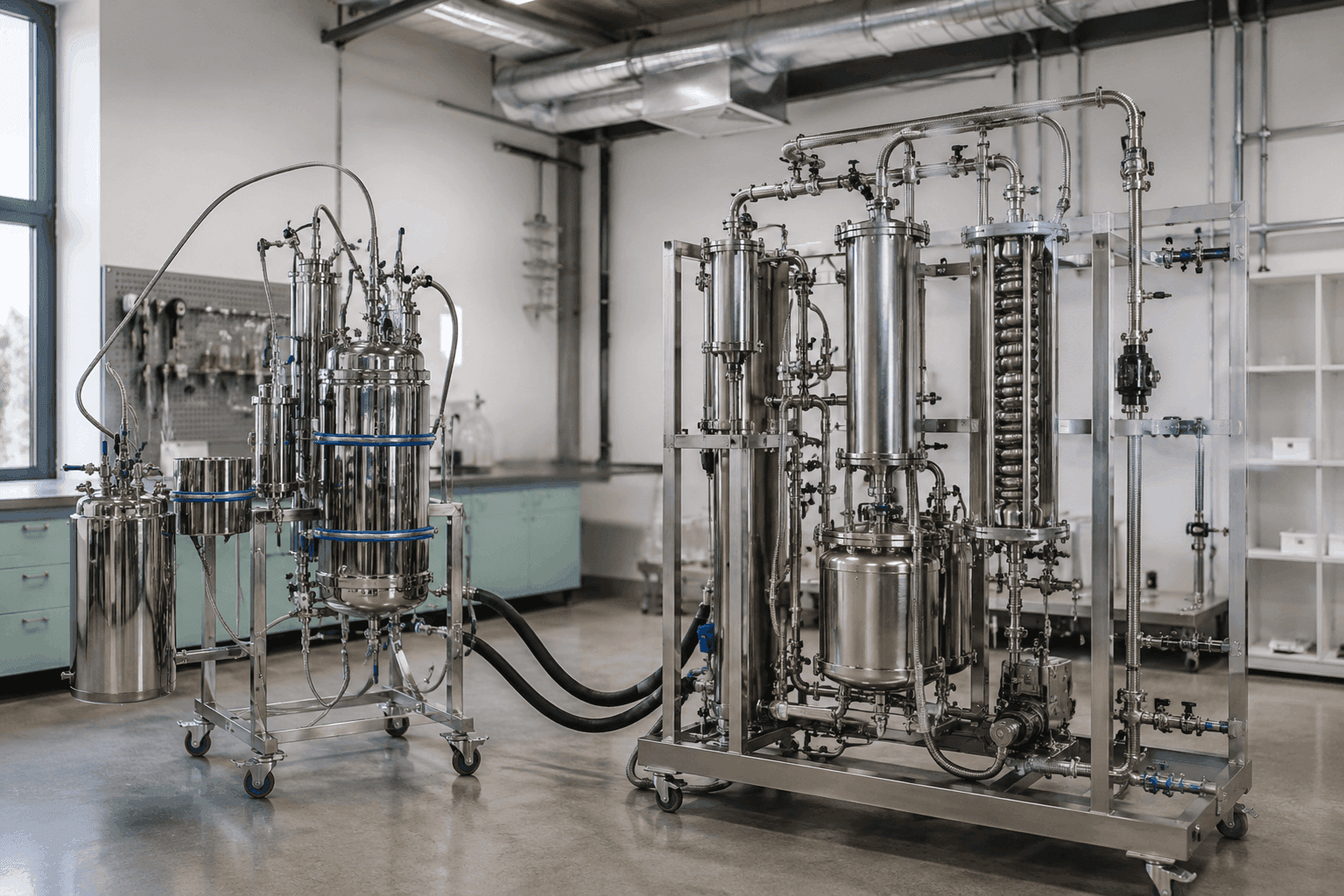 Solvent recovery system in cannabis extraction lab