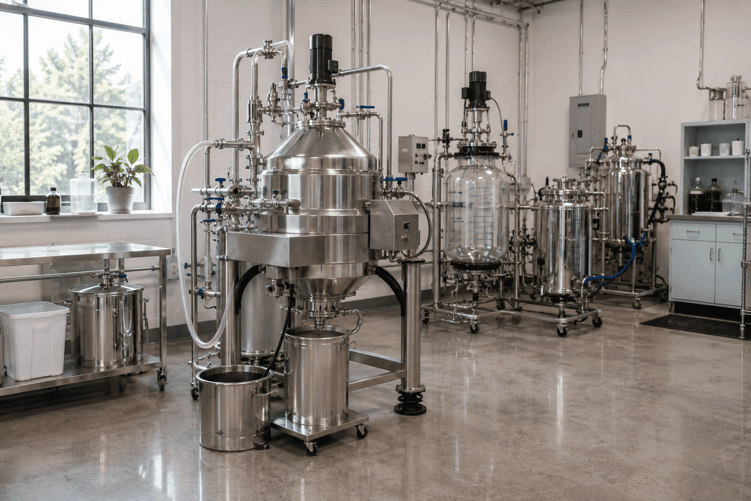 Cannabis centrifuge used in extraction processing lab