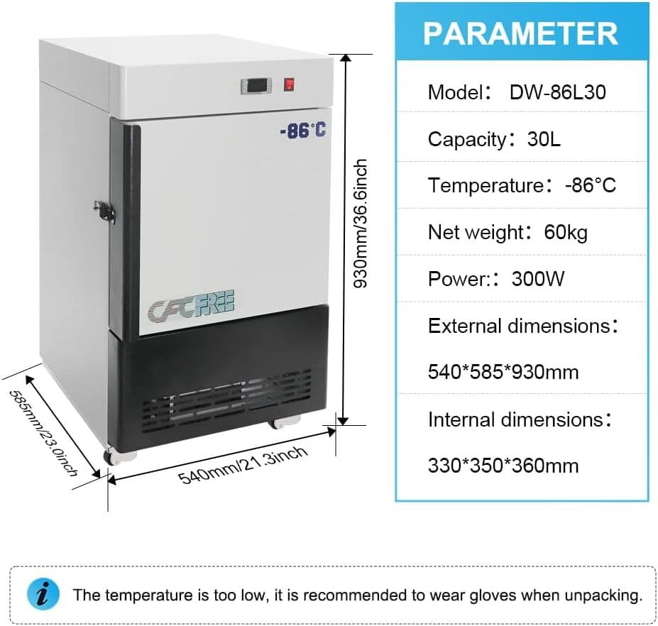 -123℉/-86℃ 30L~210L Ultra-Low Temperature Freezer Samples Flash Storage Freezer