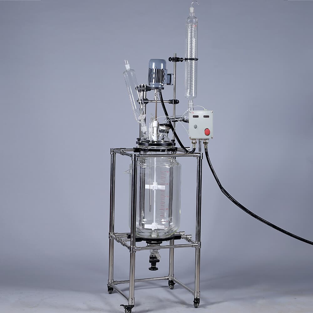 100L Lab Chemical Jacket Glass Reactor Digital Display Explosion-proof Motor USA
