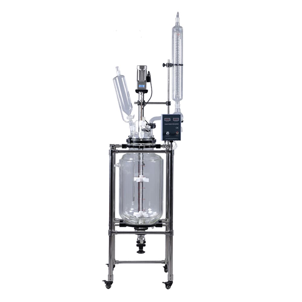 150L Dual Glass Reactor Jacketed Decarboxylation Stirred Pyrolysis Reactor