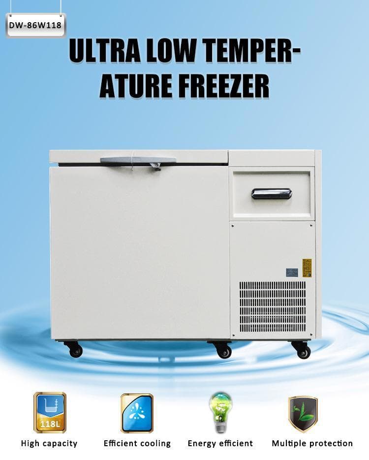 -86 °C 118L Horizontal Ultra Low Temperature Freezer Deep Refrigerator Icebox
